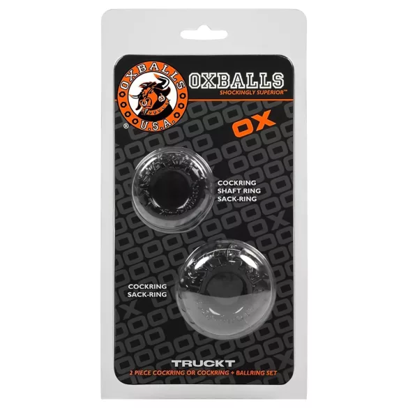 OXBALLS - set inele pentru penis cu textură - silicon negru