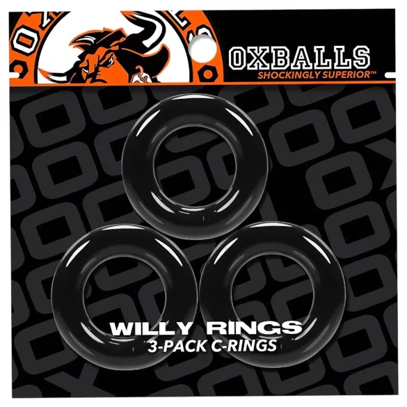 OXBALLS - set 3 inele pentru penis - silicon negru