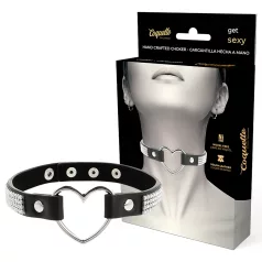 Coquette - colier choker cu inimi și strasuri - negru
