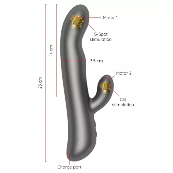 Oninder Oslo - vibrator cu braț rotativ pentru clitoris, cu oscilații (negru)