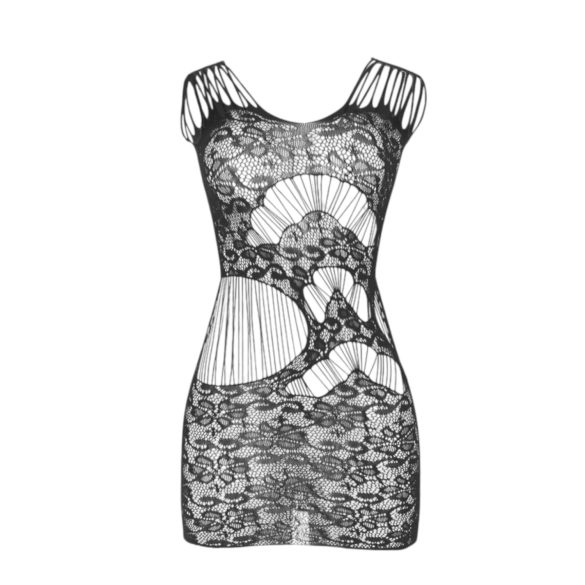 Subblime 951771 - rochie plasă tip rețea cu margini zimțate - negru - S-L