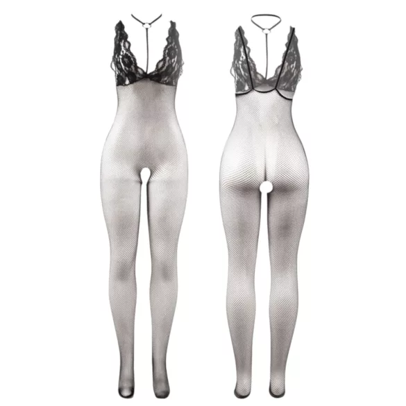 Subblime 951993 - catsuit din plasă cu decorațiune la gât - negru - S-L