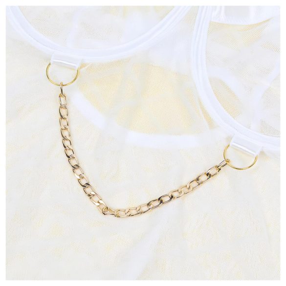 Subblime 954291 - body sexy cu lanțuri - transparent, alb (L-XL)