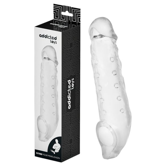 Addicted Toys - mânecă pentru penis cu inel testicular - 23cm - transparent