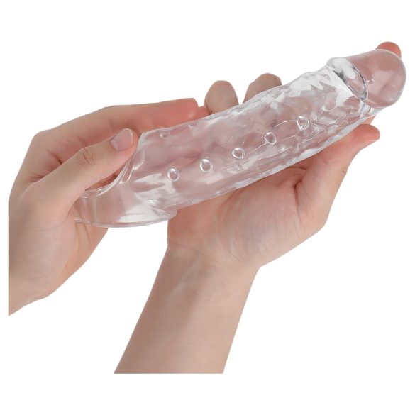 Addicted Toys - mânecă pentru penis cu inel testicular - 23cm - transparent