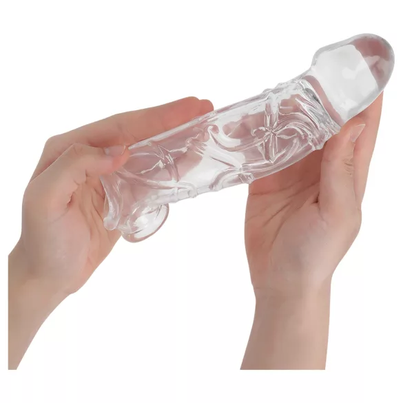 Addicted Toys - mânecă pentru penis cu inel pentru testicule - 22 cm (transparent)