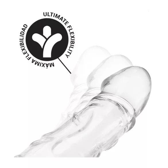 Addicted Toys - mânecă pentru penis cu inel pentru testicule - 22 cm (transparent)