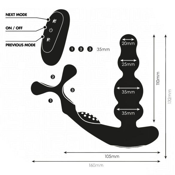 Addicted Toys - vibrator anal rotativ cu cap mobil și inel pentru penis - negru