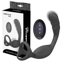   Addicted Toys - vibrator anal cu inel pentru penis și testicule - negru