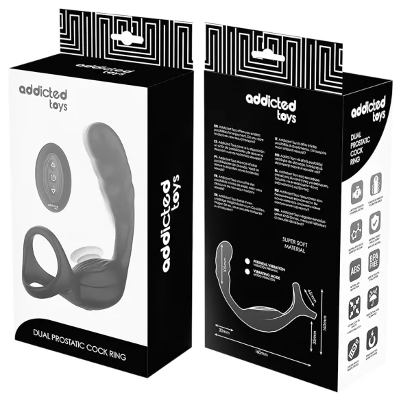 Addicted Toys - vibrator anal cu inel pentru penis și testicule - negru