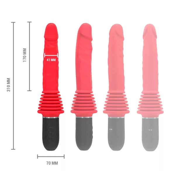 Intense Cynthia - vibrator cu ventuză și funcție de împingere - roșu