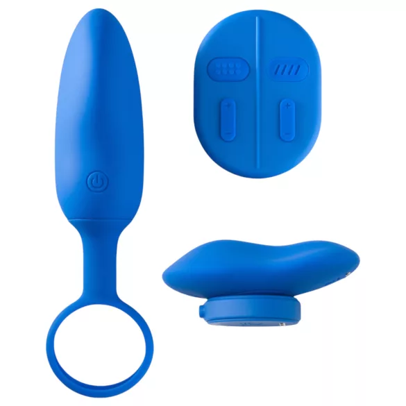 Platanomelón Mobi - set vibrator wireless cu acumulator - 2 piese - albastru