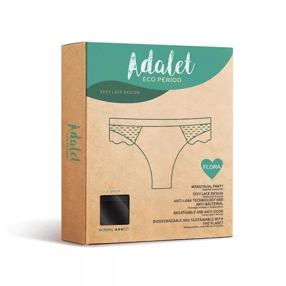 Adalet Flora - chiloți menstruali - absorbant normal - negru - M