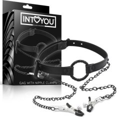 INTOYOU - muștiuc cu cleme pentru sfârcuri (negru)