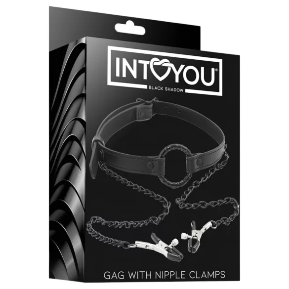 INTOYOU - ham de gură cu cleme pentru sfârcuri - negru