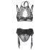 Adalet Evelyn - set de lenjerie intimă din dantelă în 3 piese (negru) - L/XL