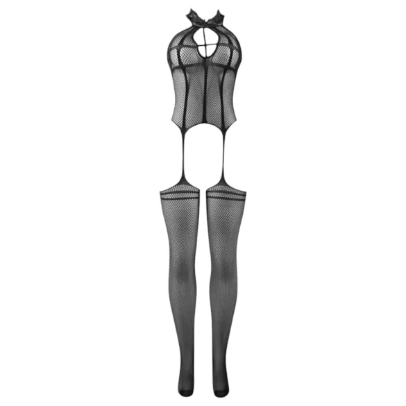 Adalet Mia - set lenjerie tip plasă cu guler - negru