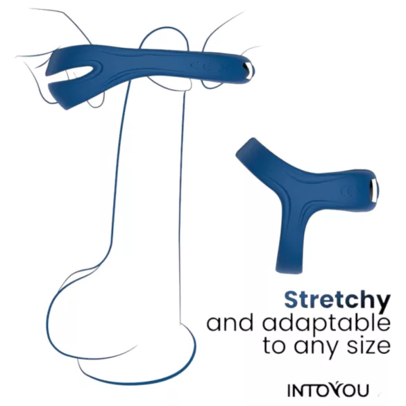 INTOYOU - Inel pentru penis și testicule cu vibrații controlate prin aplicație, pentru bărbați (albastru)