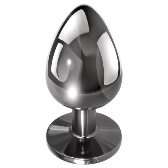 Evolved Black Gem - set dopuri anale metalice - piatră neagră - argintiu