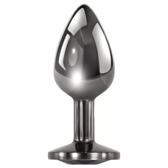 Evolved Black Gem - set dopuri anale metalice - piatră neagră - argintiu
