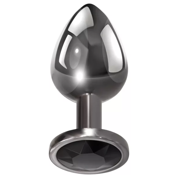 Evolved Black Gem - set dopuri anale metalice - piatră neagră - argintiu