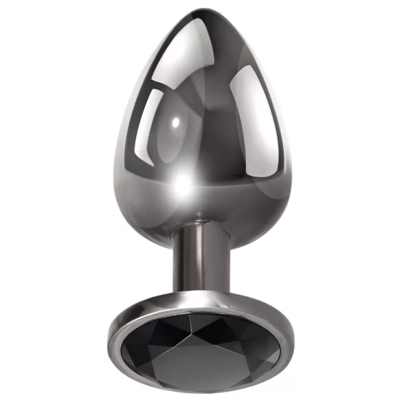 Evolved Black Gem - set dopuri anale metalice - piatră neagră - argintiu