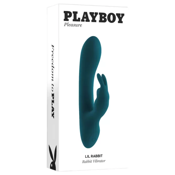 Playboy Rabbit - vibrator turcoaz, cu braț clitoridian, reîncărcabil, rezistent la apă.