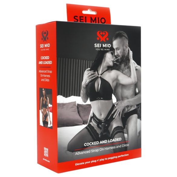 Sei Mio - dildo cu ham de 15cm (negru) pentru jocuri intense