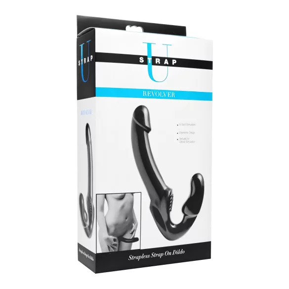 Strap U Revolver - dildo strap-on fără ham - negru