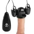 XR Brands - Trinity - căciulă vibrator pentru gland cu două ouă (negru-argintiu)