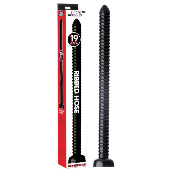 HOSED Ribbed Hose 19 - dildo anal cu ventuză (negru)