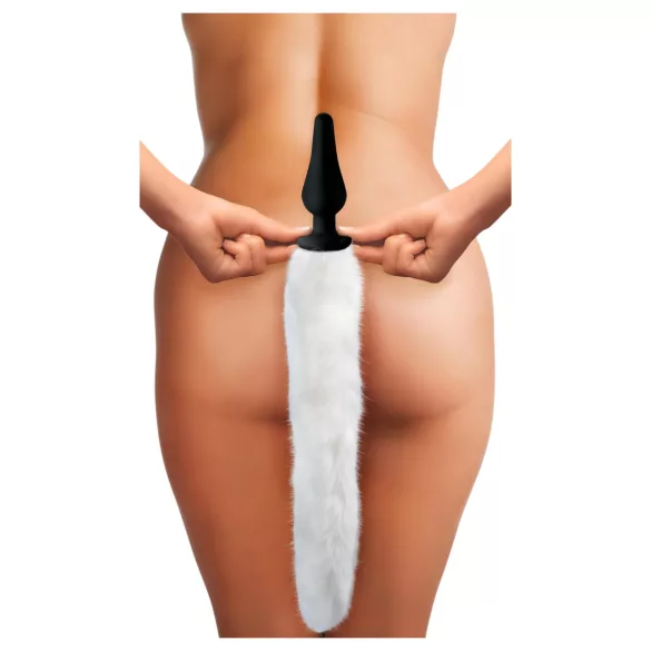 TAILZ - plug anal cu coadă de vulpe și bentiță - negru-alb