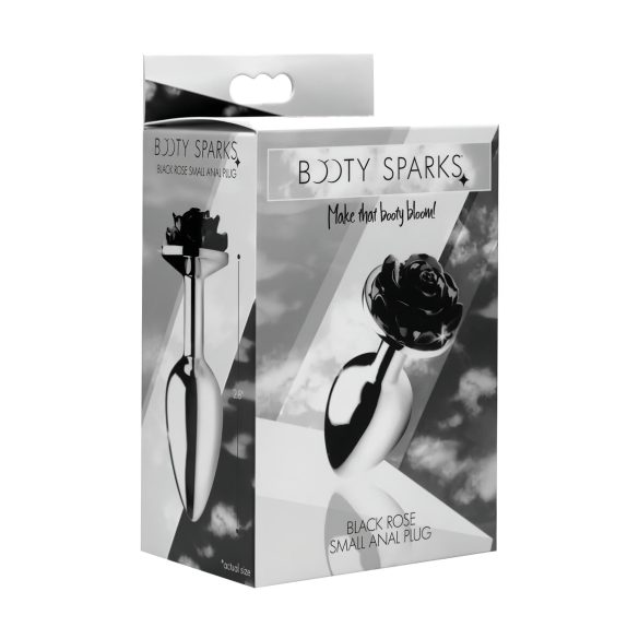 Booty Sparks Black Rose - plug anal aluminiu - argintiu-negru