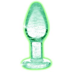   Booty Sparks Glow in the Dark L - plug anal din sticlă (transparent)