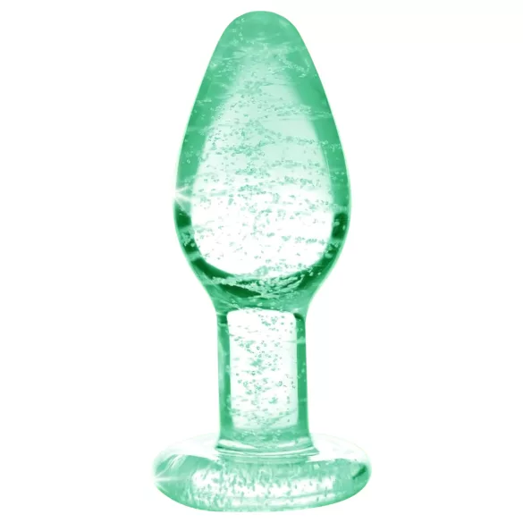 Booty Sparks Glow in the Dark L - dop anal din sticlă (transparent)