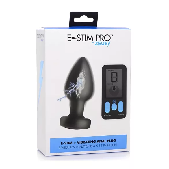 XR Brands - Zeus - vibrator anal E-Stim cu telecomandă (negru)