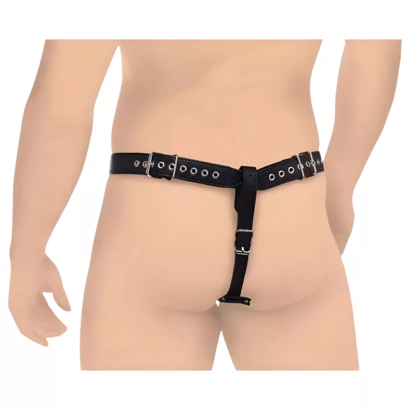 Strict - centură de castitate bărbați cu plug anal - negru