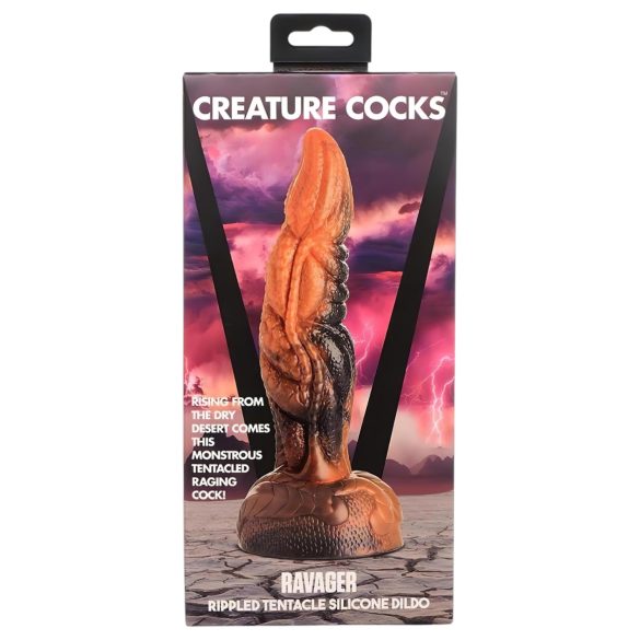 Creature Cocks Ravager - dildo texturat din silicon - 20 cm - portocaliu