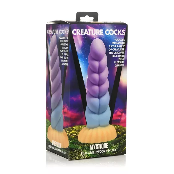 Creature Cocks Mystique - dildo unicorn - 21cm - mov-galben