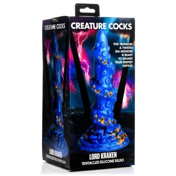 Creature Cocks Kraken - dildo tentacul cu spirală - 21cm - auriu-albastru