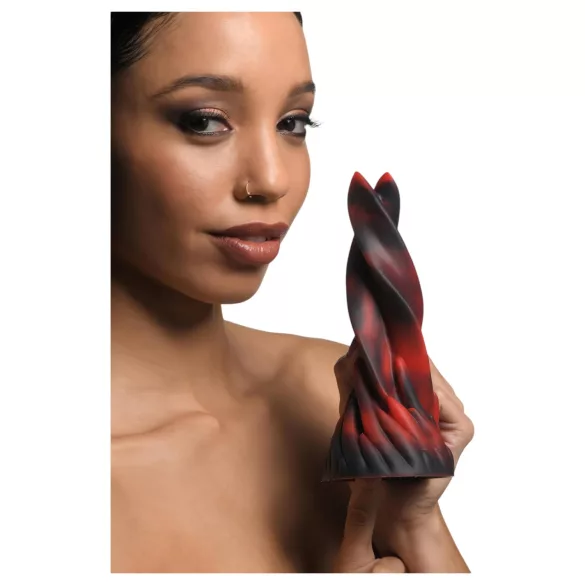Creature Cocks Hell Kiss - dildo realist spiralat - silicon roșu 19cm