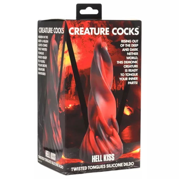 Creature Cocks Hell Kiss - dildo realist spiralat - silicon roșu 19cm