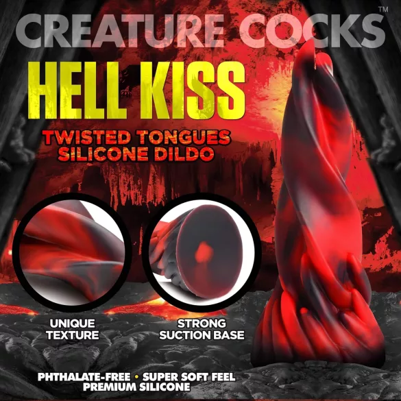 Creature Cocks Hell Kiss - dildo realist spiralat - silicon roșu 19cm