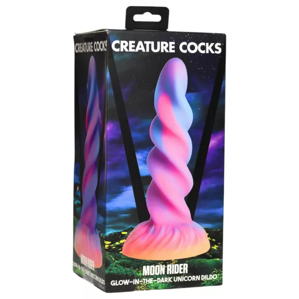 Creature Cocks Moon Rider - dildo unicorn strălucitor - mov-roz