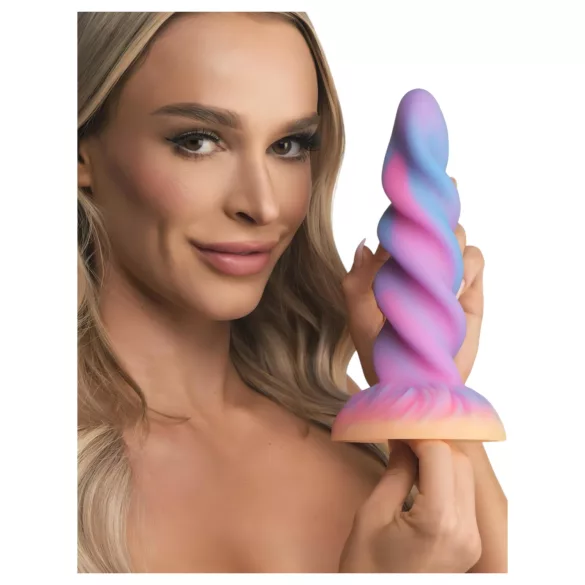 Creature Cocks Moon Rider - dildo unicorn strălucitor - mov-roz