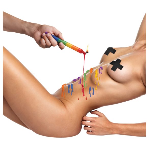 XR Brands - Lumânare BDSM pentru corp - set curcubeu (3 bucăți)