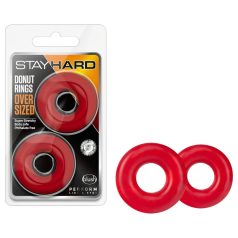 Stay Hard Donuts - set inele pentru penis - silicon roșu