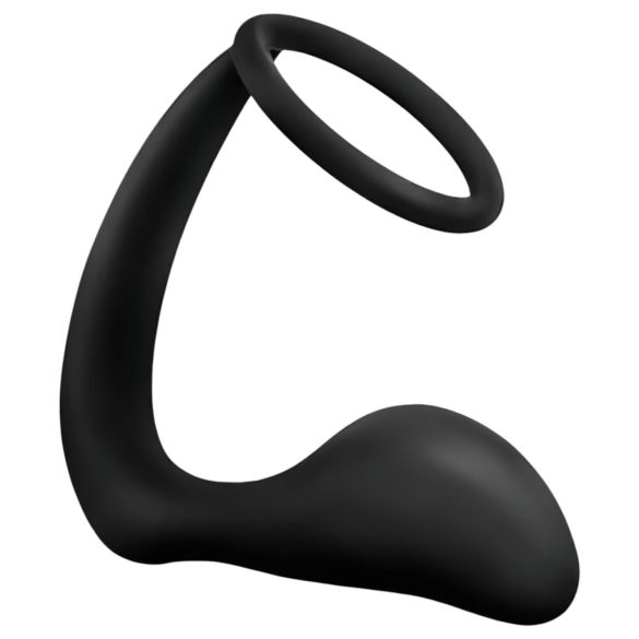 Anal Adventures Platinum - dildo anal cu inel penian - silicon negru