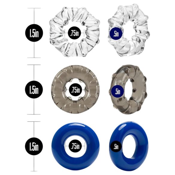Stay Hard - set inele pentru penis - 3 bucăți colorate
