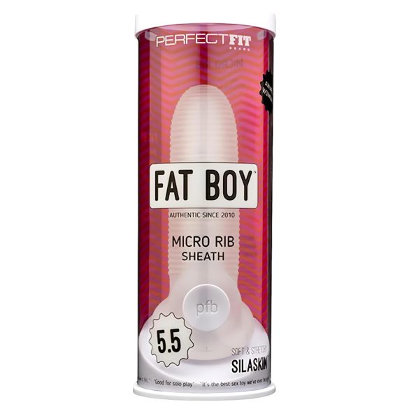 Fat Boy Micro Ribbed - mânecă penis - nervuri fine - 15cm - alb